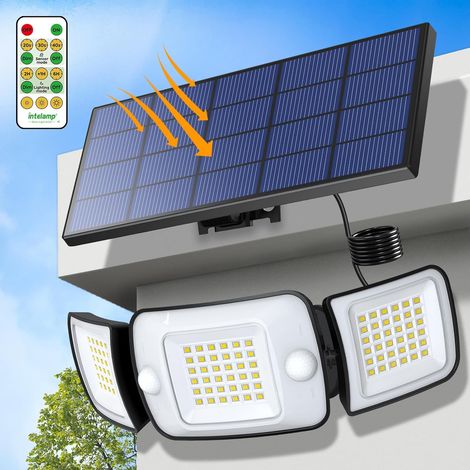 Luces solares para exteriores con control remoto, 6000 mAh, 1200 LM, impermeables, con panel solar independiente, 4 modos, ángulo amplio de 270° y cable de 2,7 m. (1/3)