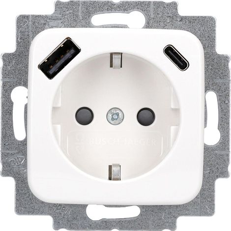 busch-jaeger Enchufe USB SCHUKO blanco con puertos USB-A y USB-C