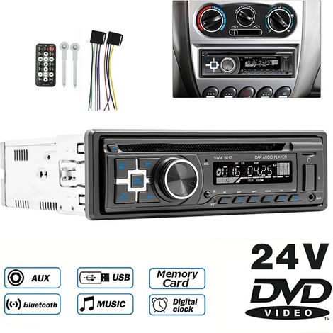 Autoradio 1 DIN avec lecteur CD/DVD, Bluetooth, mains libres, SD/USB/AUX/FM (1/5)