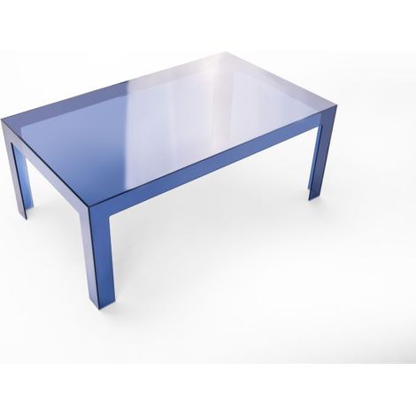 Set 2 Tavolini Salotto 100x60 cm Policarbonato Trasparente Colorato - AMYES COLORE BLU OCEANO, Opzioni 2° scelta (1/5)