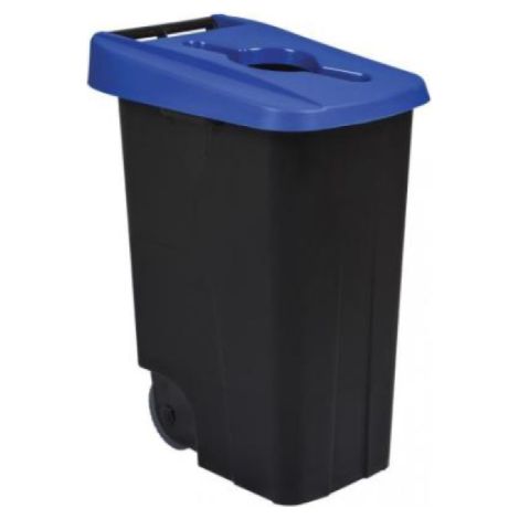 Poubelle de tri mobile Movatri - 85l - noir / bleu (1/2)