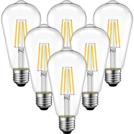 Ampoule Led Filament E27 4W 3000K 700 Lm Transparente pour Intérieur et Extérieur – Lot de 6 pièces (1/4)
