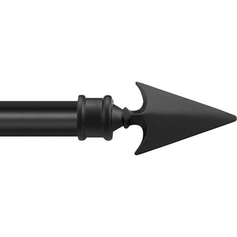 Tringle à rideaux extensible noire pour rideaux à œillets de fenêtre et porte de 91 cm à 168 cm - Tringle en métal avec embouts décoratifs plats et supports (19/16 mm) (1/5)