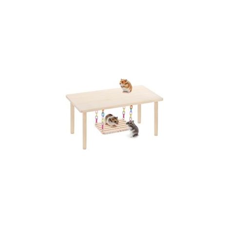 Spielplatz aus Kiefernholz für Hamster mit Hängeschaukel – Kleines Aktivitätszentrum, sicheres Kauspielzeug, Käfigmöbel für Zwerghamster, Mäuse, Rennmäuse, Ratten und andere Kleintiere, interaktiver S