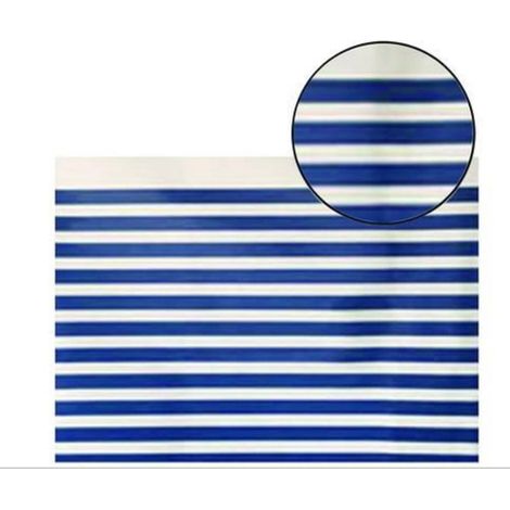 TENDA PVC BIANCA/BLU STRISCIA cm.240 x 200 h DOCCIA VASCA NO BASTONE FERR 319669