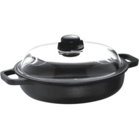 Risoli Induction Wok 28 cm mit 2 Griffen und Glasklid, Druckguss-Aluminium, Antihaft-Titanium, Anthrazit