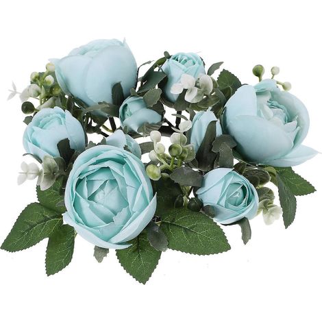 Couronne de table décorative en forme de rose artificielle bleue (5 pièces) pour mariage (1/5)