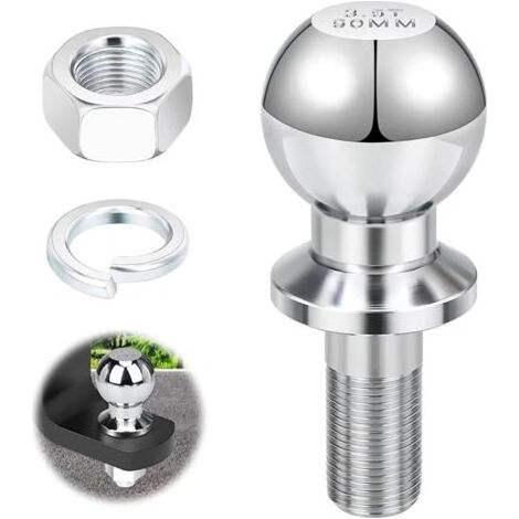 Boule d'attelage 50mm 3,5T – Acier robuste pour remorquage – Capacité jusqu'à 3,5 tonnes – Installation rapide sur remorque (1/5)