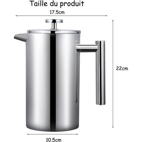 Cafetière française inox 304 1000ml théière artisanale (1/5)