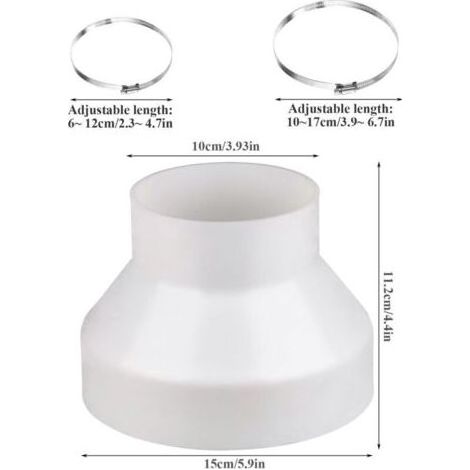 Reducteur Tuyau Climatiseur Mobile, Rèducteur Ø 100–150 mm Avec 2 Colliers en Acier Inoxydable Adaptateur Universel, Rèducteur de Conduit pour Système de Ventilation (150-100 mm) (1/5)