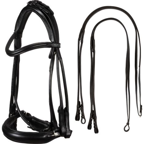 ACAVALLO Briglia Parnaso doppie redini colore NERO taglia FULL (1/3)