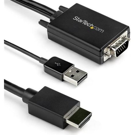 StarTech.com VGA2HDMM2M cavo e adattatore video USB Type-A + VGA (D-Sub) HDMI tipo A (Standard) Nero (1/4)