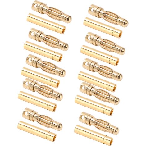 10 paires de connecteurs banane mâles et femelles plaqués or de 4,0 mm pour batteries LiPo, ESC et moteurs RC (1/5)