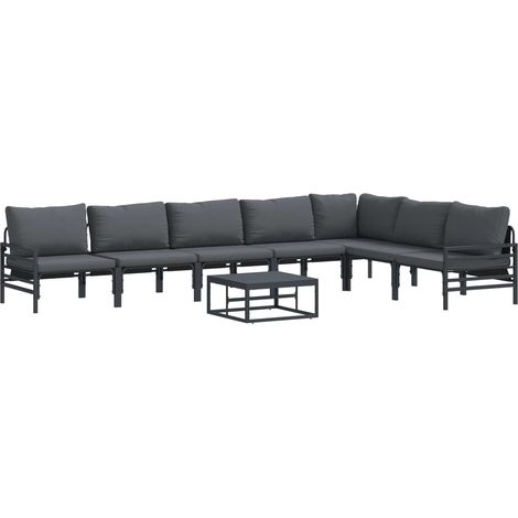 Maison Exclusive - Gartensofa-set mit Kissen 8 pcs Schwarz Stahl