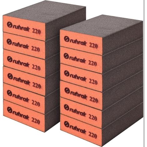 Cale a Poncer, Rigides, 220 Grain - Eponge Abrasive Éponge Récupérables pour Bois, Plastique, Placo et Polissage Métallique en Sec et en Humide (1/5)