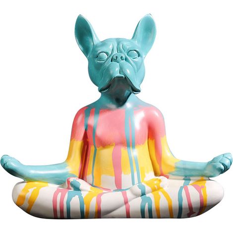 Modèle mignon d'animal créatif de style nordique, exercice de yoga, goutte d'eau, résine colorée, décoration pour salon ou entrée, chien de yoga B (1/5)