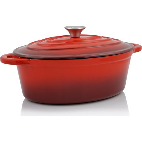 BBQ-Toro Cocotte in ghisa 4,3 l rosso, ovale Arrosto in ghisa smaltata (1/2)