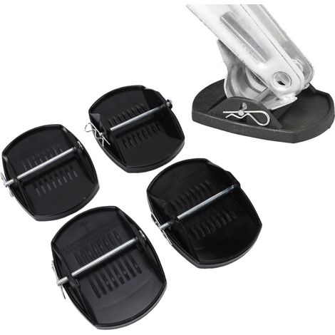 Lot de 4 cales de support stables pour pieds de caravane/remorque, avec goupille de verrouillage de sécurité (noir). (1/5)