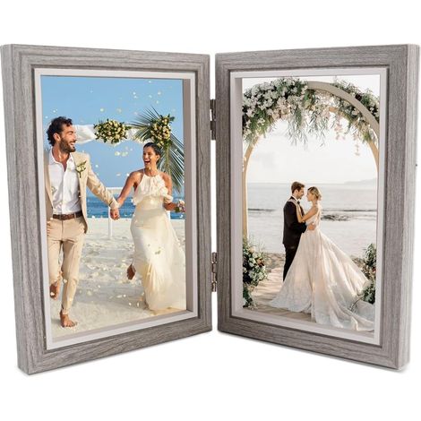 Cadre Photo Double 10cm x 15cm Cadre en Bois Collage Pliable (1/5)
