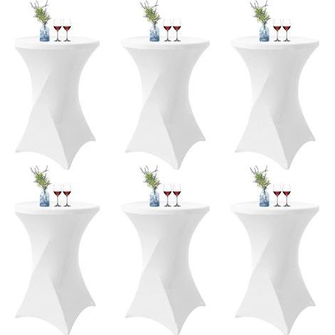 Lot de 6 Blanc Housse pour Table Haute, Nappe Mange Debout 80x110cm Blanc Nappes à Coins Carrés Extensibles en Spandex pour Cocktail Mariage Banquet Anniversaire Banquet Bar Table (1/5)