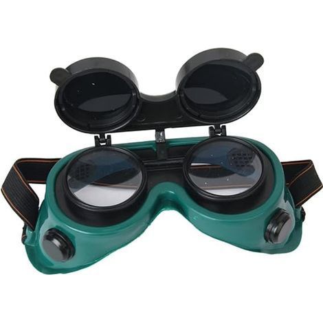 Hochklappbare Schweißerbrille mit Sicherheitsgläsern – Geeignet zum Schweißen, Löten, Brennschneiden, Hartlöten und Metallschneiden – GreenGoggles (1/5)