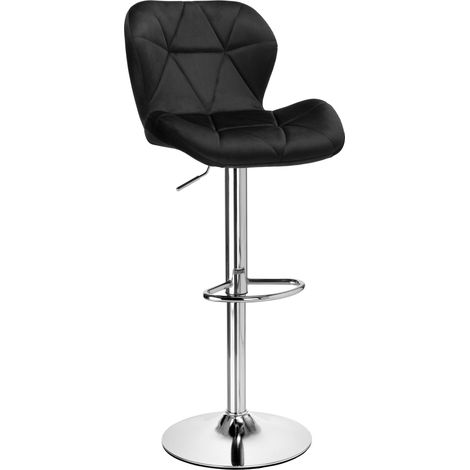 Taburete de bar Gordon cromado, terciopelo negro (1/5)
