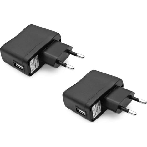 Lot de 2 Chargeurs USB 5V 1A, Prise Adaptateur Secteur USB 5W, Noir (1/5)