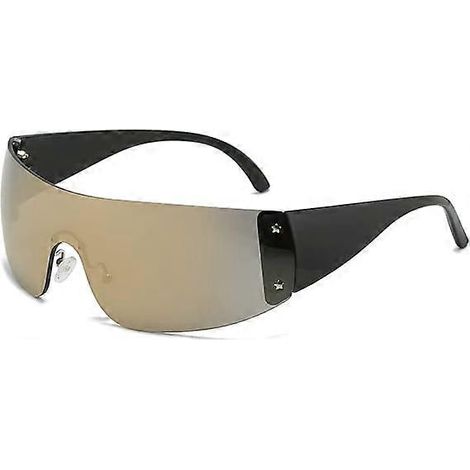 Lunettes de soleil tendance sans monture pour femmes et hommes, lunettes de soleil enveloppantes surdimensionnées, style futuriste, protection UV400 (1/5)