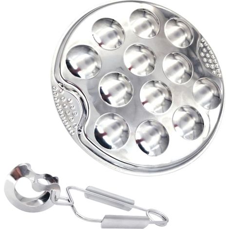 Assiette Escargot Inox 12 Trous, Plateau Cuisson pour Barbecue et Four, Pince Incluse, Conçue pour Service en Restaurant et Repas la Maison (1/5)