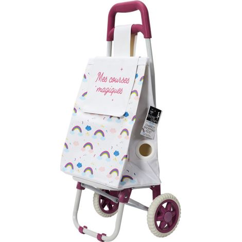 Chariot de courses pour enfant - 19L - Rose - L 30,5 x P 20 x H 73,5 cm - Livraison gratuite