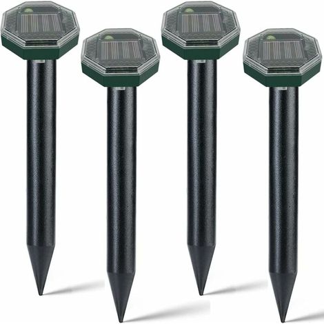 Repelente solar ultrasónico para topos, paquete de 4, antitopos y serpientes, IP65 para control de plagas en jardín