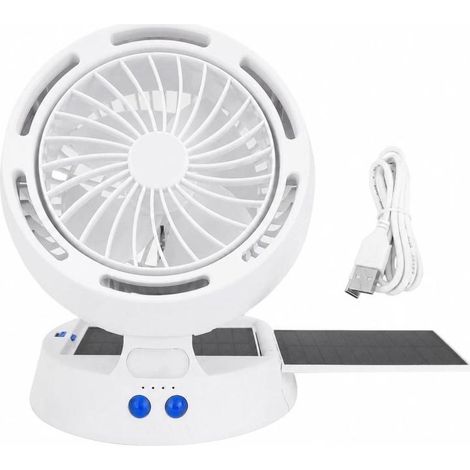 Ventilateur solaire avec lumière LED, 4 vitesses de ventilation, 3 niveaux de luminosité, angle réglable, pliable et portable, idéal pour le camping et les voyages en plein air. (1/5)