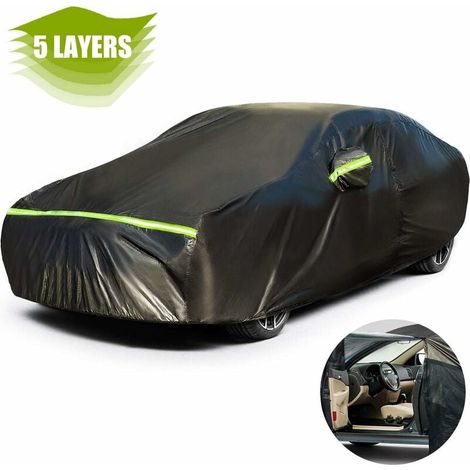 Copriauto Copriauto Impermeabile Oxford per Berlina con Apertura Laterale per Cabina, Cotone Traspirante, Anti UV Neve Polvere, Nero (1/5)