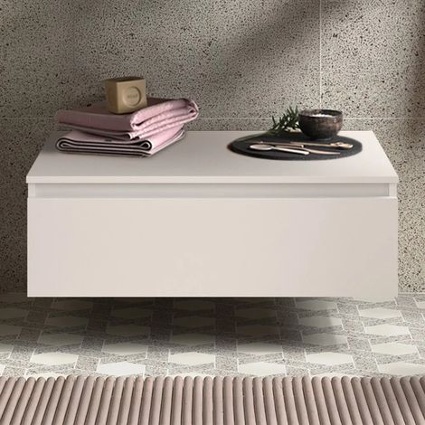 Cassettiera bagno 80 cm sospesa bianco opaco con chiusura soft close - Sumo