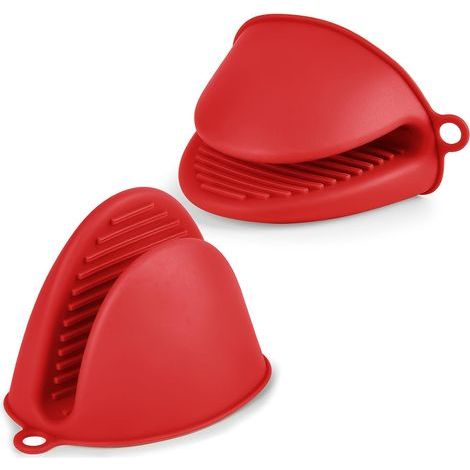 Gant de Cuisine épais en Silicone, 1 Paire Gants de Four Résistant à la Chaleur, Gants de Cuisine Antidérapants, Gant Cuisine Anti Chaleur pour Cuisiner, Barbecue, Cuisson (rouge) (1/5)