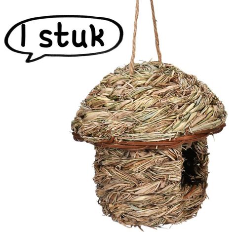 1 handmade straw bird nest for garden decoration and rustic and eco-friendly birdhouse, black and yellow (1/5)