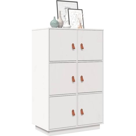 Buffet haut, Enfilade, Armoire de cuisine Blanc 67x40x108,5 cm Bois massif de pin WFE240679 DESIGN IN (1/5)