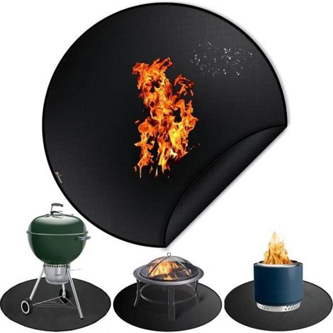 Tapis Ignifuge 36" pour Feu de Camp - Protection Sol Terrasse - Résistance 940°C - Pour Barbecue et Foyer Extérieur (1/4)