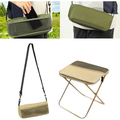 Tabouret de sac à dos pliable portable avec sangle de transport – Tabouret d'extérieur compact et ultraléger pour camping, randonnée, pêche, pique-nique (kaki) (1/5)