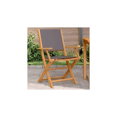 Chaises de jardin lot de 2 anthracite bois acacia massif tissu (1/5)