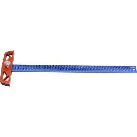 T-förmiges Lineal aus Aluminiumlegierung, 2 Rückwände, 2 nutzbare Längen, blau, verstellbar, flexibel, Markierungswerkzeug für Holzbearbeitung, T-400 mm (1/5)