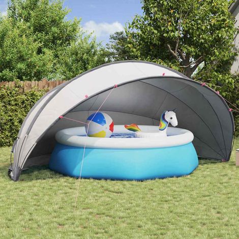 vidaXL Dome Piscina Grigio e arancione 546 x 516 x 250 cm