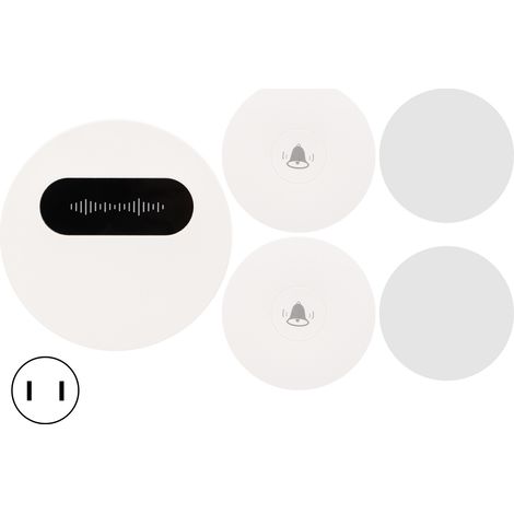Carillon sans fil auto-alimenté, kit sonnette sans pile avec 1 récepteur et 2 boutons, pour maison, prise US (1/5)