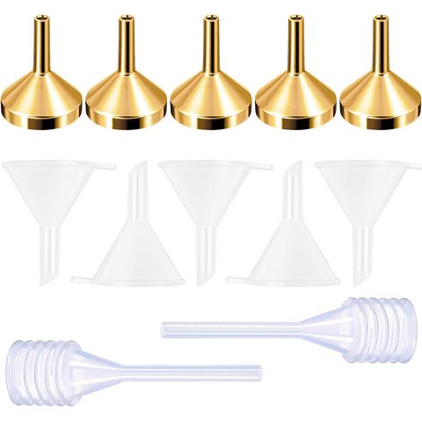 Set di 4 piccoli imbuti per profumo in acciaio inox con pipetta, mini imbuto in metallo, imbuto per profumo per riempire atomizzatori e liquidi (argento, diametro 18 mm)