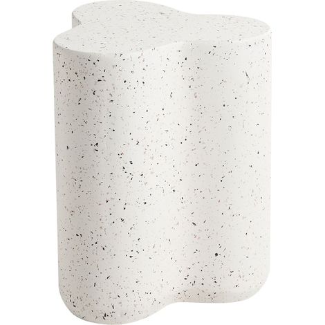 Tavolino moderno in fibra di vetro con ossido di magnesio forma irregolare resistente ai raggi UV bianco con effetto terrazzo Tellaro
