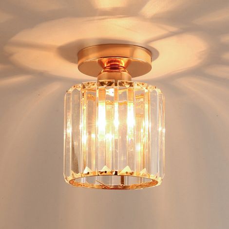 Plafonnier moderne en cristal, luminaire proche du plafond pour couloir, chambre, salle de bain, entrée,douille E27 (ampoule NON incluse) (1/5)