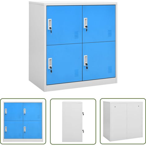 The Living Store Schließfachschrank Hellgrau und Blau 90x45x92,5 cm Stahl - Schliessfachschrank - Metallschrank - Bürobedarf - Garderobe - Aufbewahrungsbox (1/5)