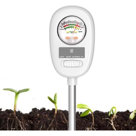 4-in-1-Bodentest-Set, Bodenfeuchtigkeitstester, Feuchtigkeit, Licht, Nährstoff, pH-Wert, Luftfeuchtigkeitstester für Zimmerpflanzen, Garten, Rasen, Bauernhof, keine Notwendigkeit
