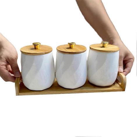 Céramique boîtes ensemble sucre café thé Exquisite récipients rangement ensembles Serving plateau Decorative rangement (1/5)