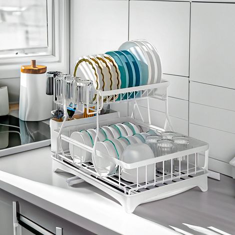 2-Tier Dish Drainer with Drying Tray (1/5)